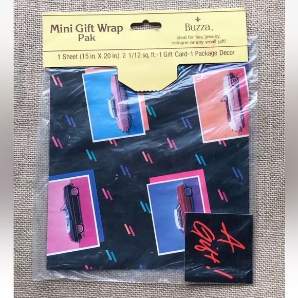 Vintage Old Cars Mini Gift Wrap Pack 90s Funky Punk Ephemera Junk Journaling - Picture 1 of 2